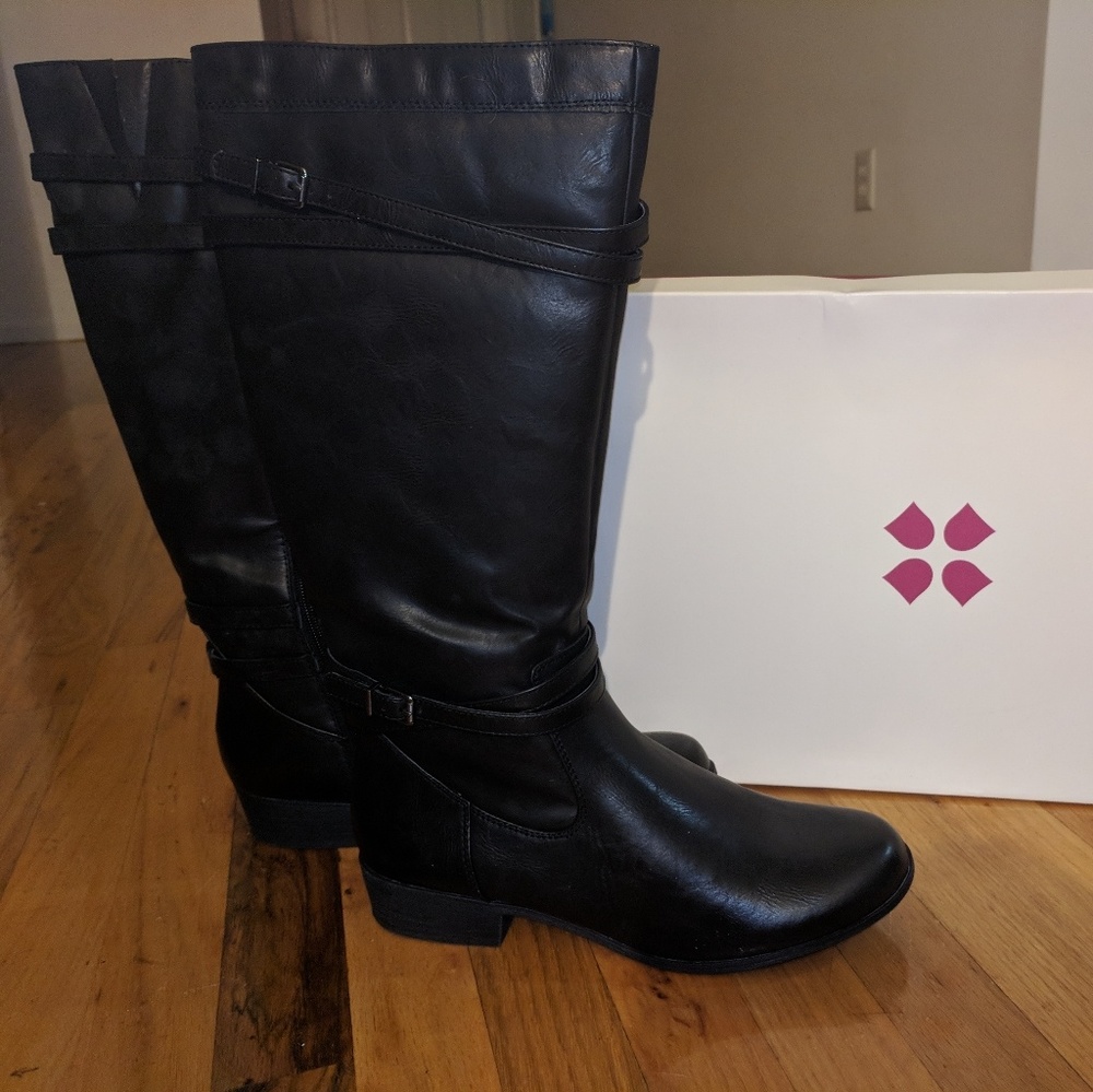 Mid calf black boots